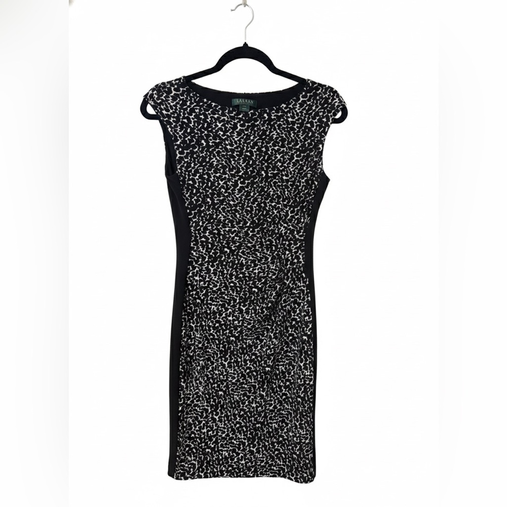 Lauren Ralph Lauren Animal Print Colorblock Sheath Dress - Size 4P